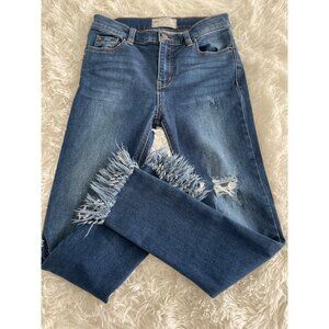 FREE PEOPLE Womens Distressed Skinny Jeans With Frayed Hem Size 25